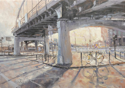Mathias Meinel: An der Binnenhafenbrücke, 50 x 70 cm