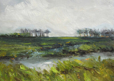 An der Au – Landschaftsstudie in Grün und Grau