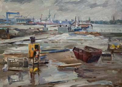 Tobias Duwe, Kiel- Blick aufs Ostufer, Öl auf Leinwand, ca. 50 x 60 cm